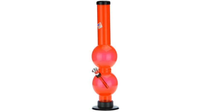 Acrylic Straight Double Bubble Bong Orange