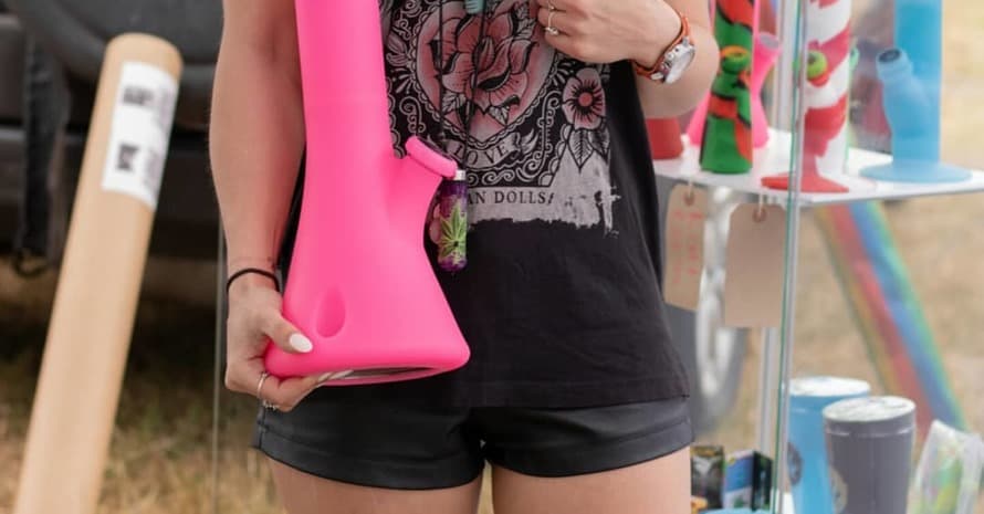 Woman Hold A Silicone Bong