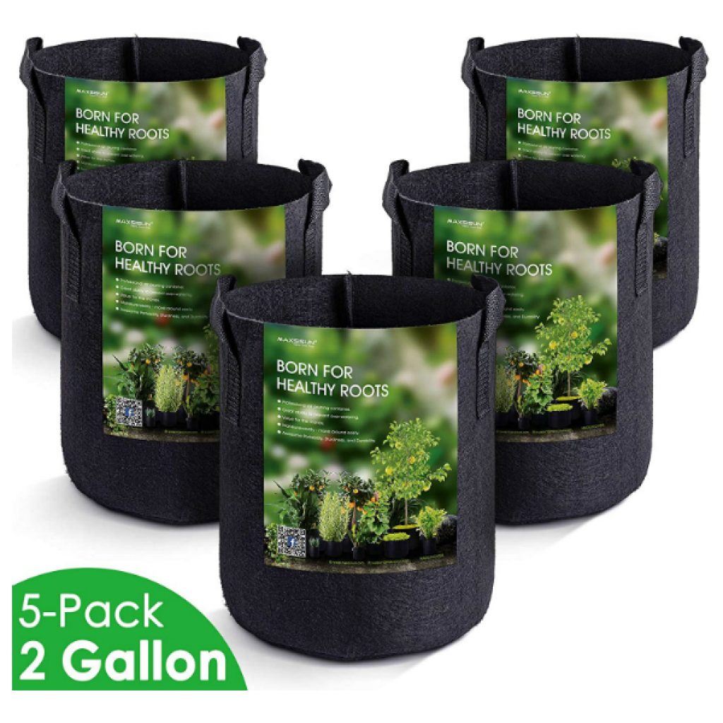 MAXSISUN-5-Pack-2-Gallon-Plant-Grow-Bags-Heavy-Duty-Thickened-Non-Woven-Aeration-Fabric-Pots-Container-with-Reinforced-Handles-for-Gardening