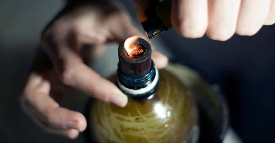 Man sets fire marijuana Bottle Bong