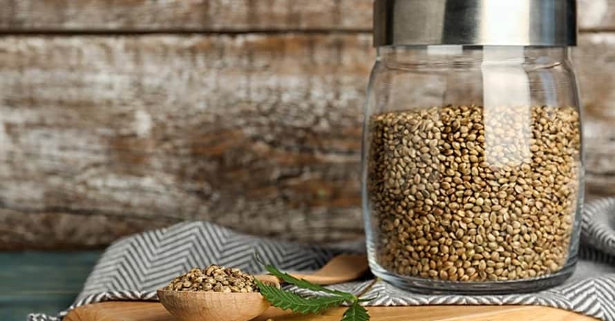 Marijuana seeds in a jar