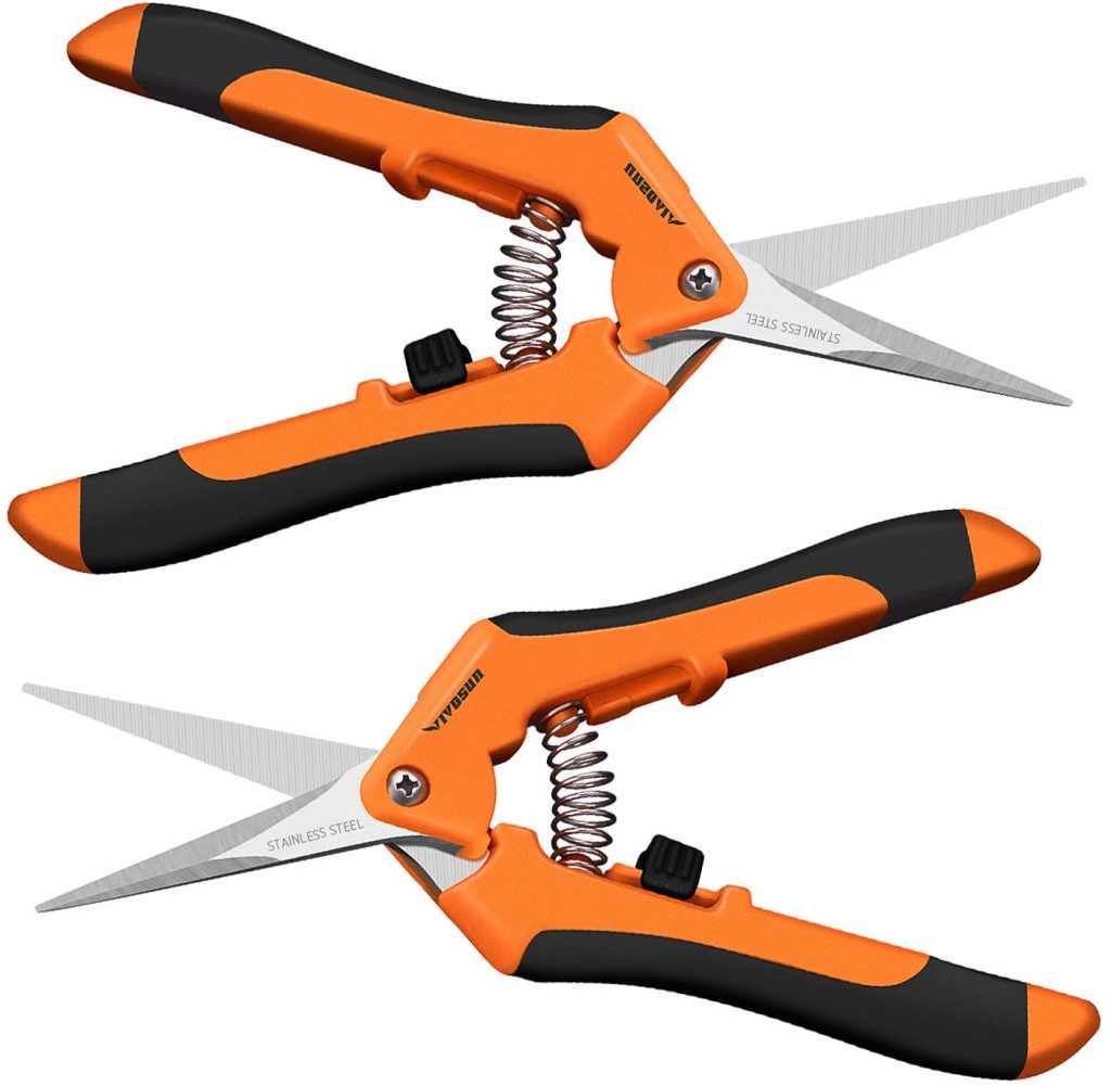 VIVOSUN Gardening Hand Pruner Pruning Shear with Straight Stailess Steel Blades (2Pack Orange)